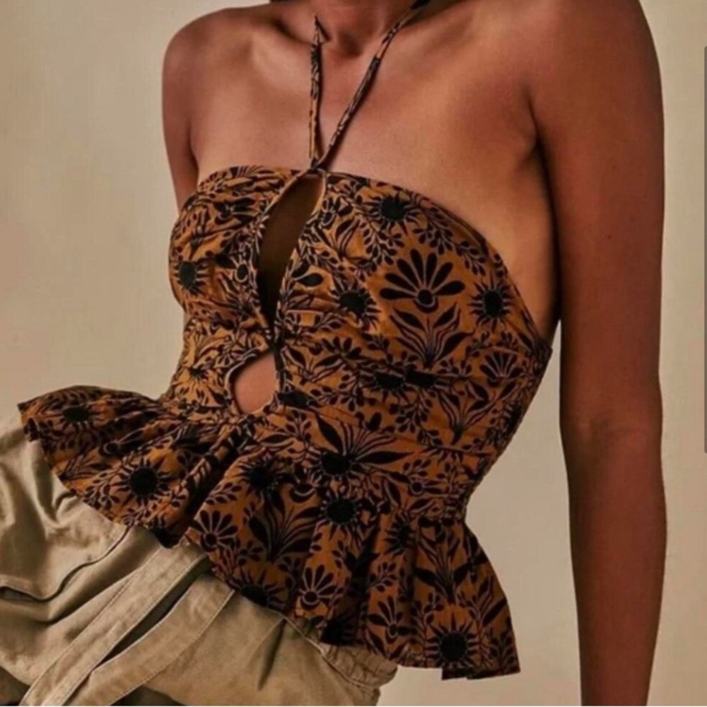 Free People Printed Halter Top